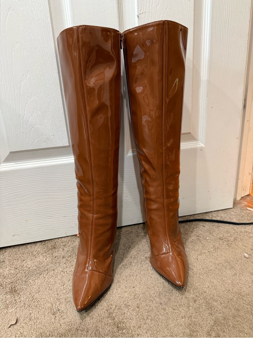 INC International Concepts Cognac Patent Over-the-Knee Pointed Boots